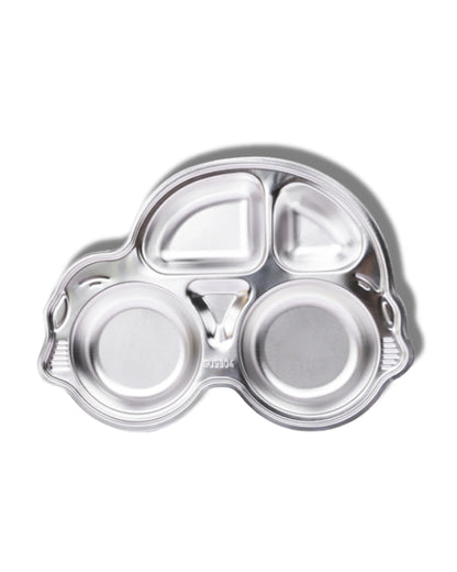 Theoni Stainless Steel Car Shape Suction Plate-BPA-Free & Dishwasher Safe-Blue-For Feeding