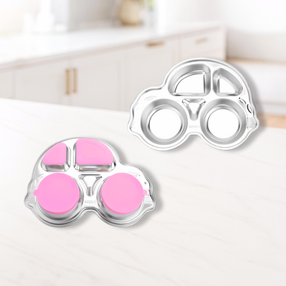 Theoni Stainless Steel Car Shape Suction Plate-BPA-Free & Dishwasher Safe-Pink-For Feeding