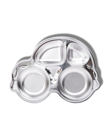 Theoni Stainless Steel Car Shape Suction Plate-BPA-Free & Dishwasher Safe-Pink-For Feeding