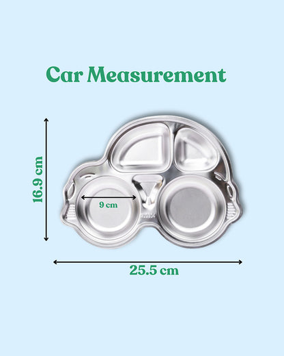 Theoni Stainless Steel Car Shape Suction Plate-BPA-Free & Dishwasher Safe-Pink-For Feeding