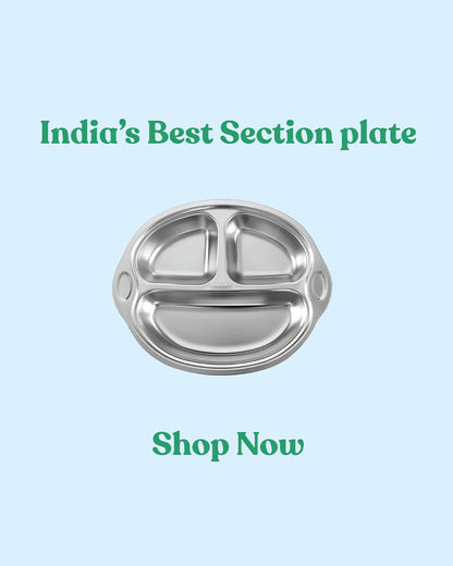 Theoni Stainless Steel Suction Plate-3 Compartments-BPA-Free & Dishwasher Safe-Blue-For Feeding