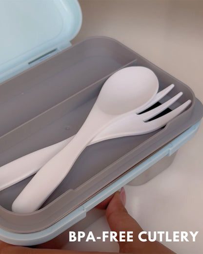 Theoni Duo Steel Lunch Box-2 Compartment-Microwave safe-Sterio Green