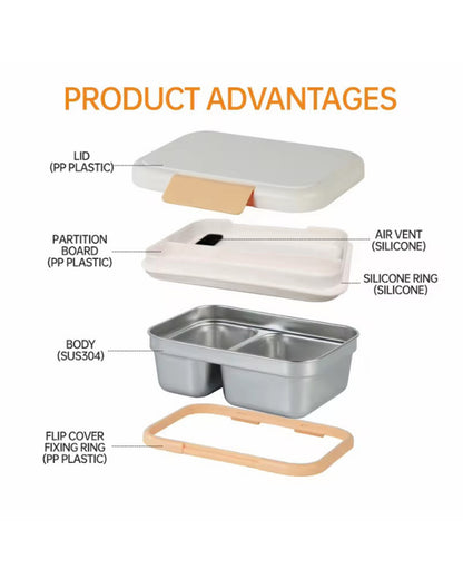 Theoni Duo Steel Lunch Box-2 Compartment-Microwave safe-Milo Blue