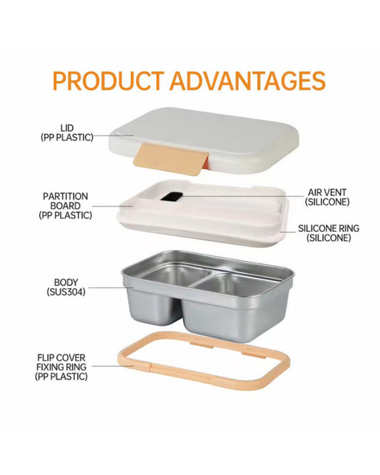 Theoni Duo Steel Lunch Box-2 Compartment-Microwave safe-Milo Blue