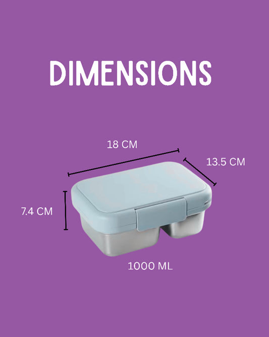 Theoni Duo Steel Lunch Box-2 Compartment-Microwave safe-Milo Blue