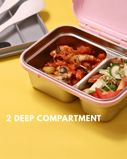 Theoni Duo Steel Lunch Box-2 Compartment-Microwave safe-Milo Blue