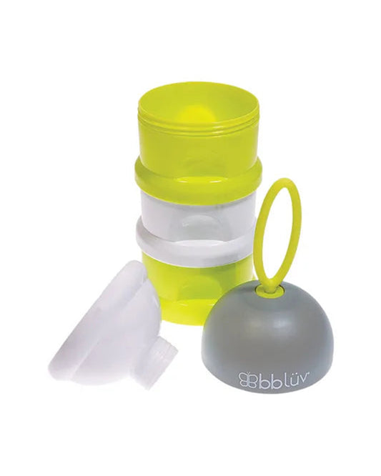 bbluv Dose Multipurpose Stackable Container-With 3 Compartments & Funnel Cap for Easy Pouring-Lime