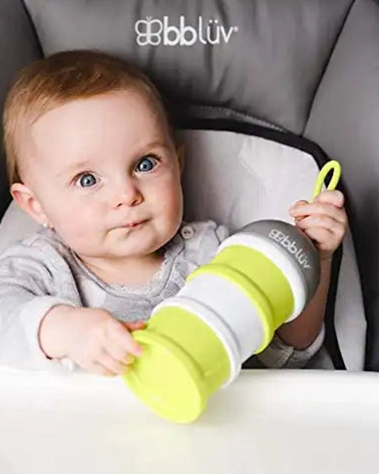 bbluv Dose Multipurpose Stackable Container-With 3 Compartments & Funnel Cap for Easy Pouring-Lime