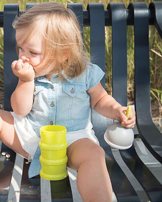 bbluv Dose Multipurpose Stackable Container-With 3 Compartments & Funnel Cap for Easy Pouring-Lime