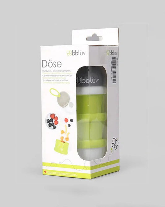 bbluv Dose Multipurpose Stackable Container-With 3 Compartments & Funnel Cap for Easy Pouring-Lime