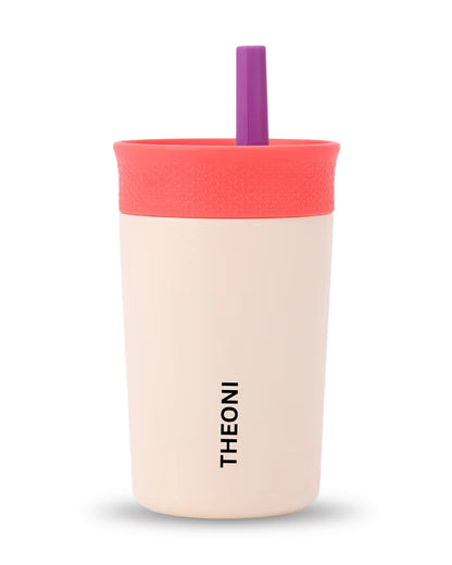 Theoni Star Kids Stainless Steel Insulated Tumbler With Cleaning Brush-Leakproof & BPA Free-Beige-355ml
