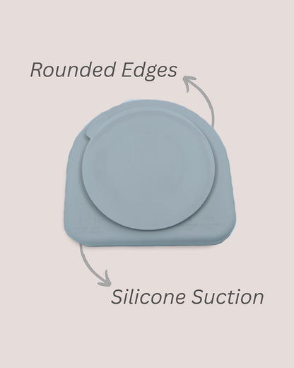 Theoni Silicone Anti Skid Meal Set-Microwave & Dishwasher Safe-BPA Free-Pack of 3-Dusty Blue