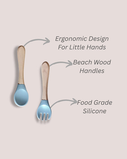 Theoni Silicone Anti Skid Meal Set-Microwave & Dishwasher Safe-BPA Free-Pack of 3-Dusty Blue