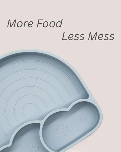 Theoni Silicone Anti Skid Meal Set-Microwave & Dishwasher Safe-BPA Free-Pack of 3-Dusty Blue