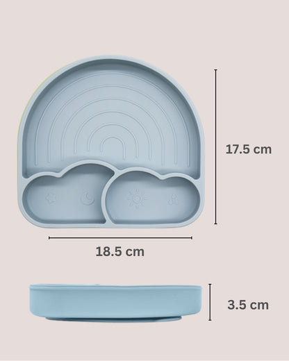 Theoni Silicone Anti Skid Meal Set-Microwave & Dishwasher Safe-BPA Free-Pack of 3-Dusty Blue