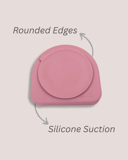 Theoni Silicone Anti Skid Meal Set-Microwave & Dishwasher Safe-BPA Free-Pack of 3-Dark Pink