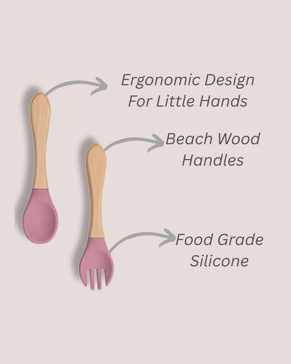 Theoni Silicone Anti Skid Meal Set-Microwave & Dishwasher Safe-BPA Free-Pack of 3-Dark Pink