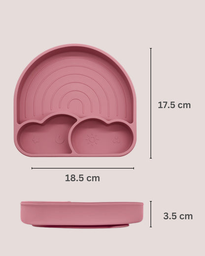 Theoni Silicone Anti Skid Meal Set-Microwave & Dishwasher Safe-BPA Free-Pack of 3-Dark Pink