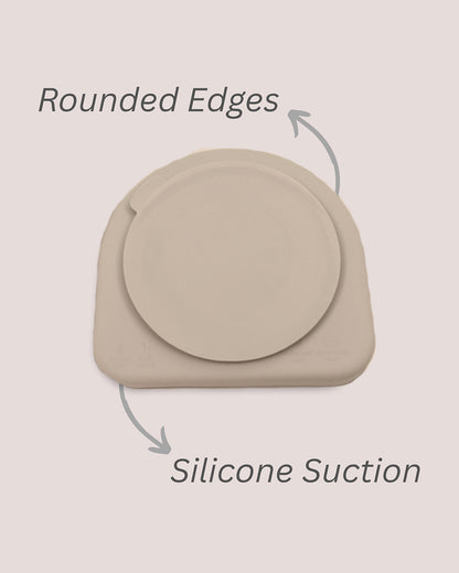 Theoni Silicone Anti Skid Meal Set-Microwave & Dishwasher Safe-BPA Free-Pack of 3-Beige