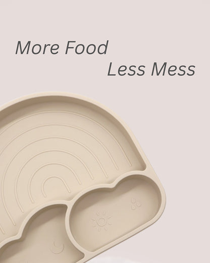 Theoni Silicone Anti Skid Meal Set-Microwave & Dishwasher Safe-BPA Free-Pack of 3-Beige