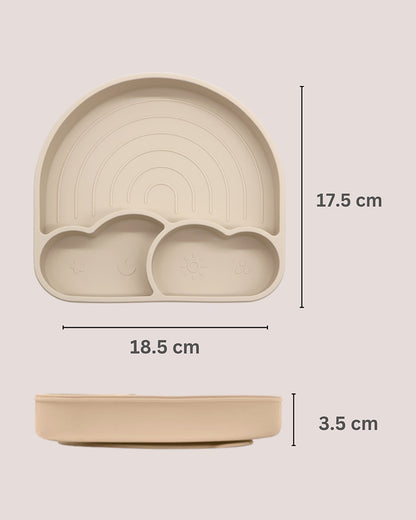 Theoni Silicone Anti Skid Meal Set-Microwave & Dishwasher Safe-BPA Free-Pack of 3-Beige