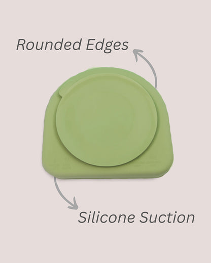 Theoni Silicone Anti Skid Meal Set-Microwave & Dishwasher Safe-BPA Free-Pack of 3-Olive