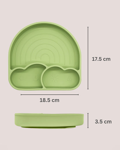 Theoni Silicone Anti Skid Meal Set-Microwave & Dishwasher Safe-BPA Free-Pack of 3-Olive