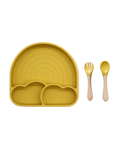 Theoni Silicone Anti Skid Meal Set-Microwave & Dishwasher Safe-BPA Free-Pack of 3-Mango
