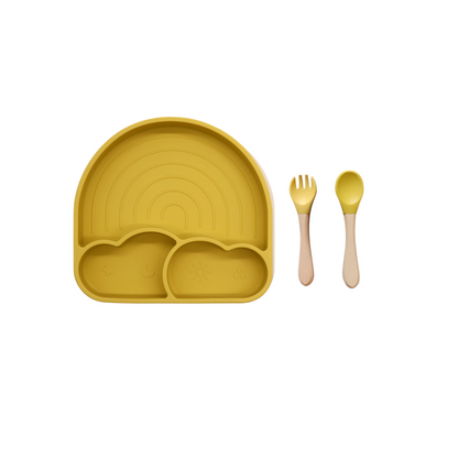 Theoni Silicone Anti Skid Meal Set-Microwave & Dishwasher Safe-BPA Free-Pack of 3-Mango