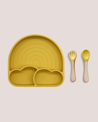 Theoni Silicone Anti Skid Meal Set-Microwave & Dishwasher Safe-BPA Free-Pack of 3-Mango