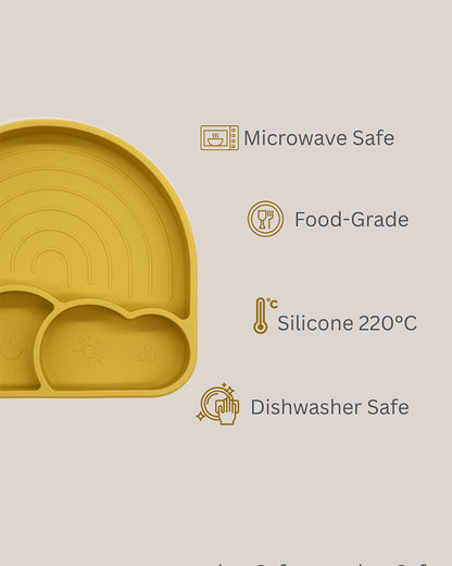 Theoni Silicone Anti Skid Meal Set-Microwave & Dishwasher Safe-BPA Free-Pack of 3-Mango