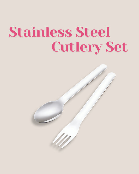 Theoni On The Go Stainless Steel Spoon & Fork Set-With Silicone Case-Pink-For Infants