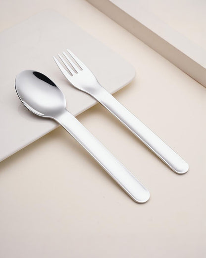Theoni On The Go Stainless Steel Spoon & Fork Set-With Silicone Case-Purple-For Infants