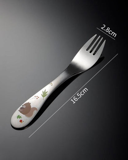 Theoni Little Bites Stainless Steel Spoon & Fork Set With Case-Dishwasher Safe-For Infants