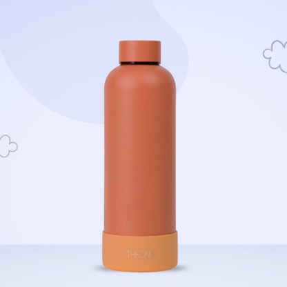 Theoni Stainless Steel Double Walled Insulated Water Bottle-24 Hours Cold & 16 Hours Hot-Zesty Orange-500ml