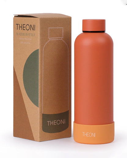 Theoni Stainless Steel Double Walled Insulated Water Bottle-24 Hours Cold & 16 Hours Hot-Zesty Orange-500ml