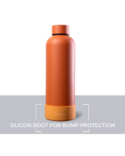 Theoni Stainless Steel Double Walled Insulated Water Bottle-24 Hours Cold & 16 Hours Hot-Zesty Orange-500ml