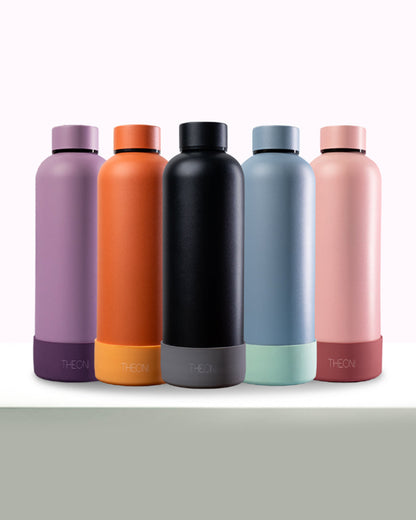 Theoni Stainless Steel Double Walled Insulated Water Bottle-24 Hours Cold & 16 Hours Hot-Zesty Orange-500ml