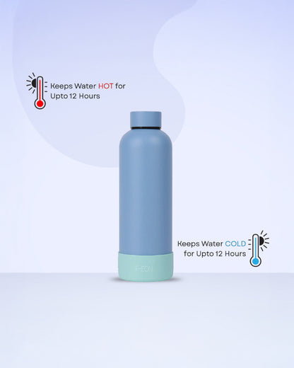 Theoni Stainless Steel Double Walled Insulated Water Bottle-24 Hours Cold & 16 Hours Hot-Weekday Blues-500ml
