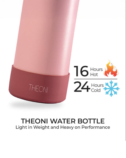 Theoni Stainless Steel Double Walled Insulated Water Bottle-24 Hours Cold & 16 Hours Hot-Pretty Peach-500ml