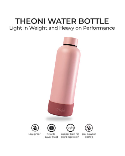 Theoni Stainless Steel Double Walled Insulated Water Bottle-24 Hours Cold & 16 Hours Hot-Pretty Peach-500ml