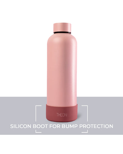 Theoni Stainless Steel Double Walled Insulated Water Bottle-24 Hours Cold & 16 Hours Hot-Pretty Peach-500ml