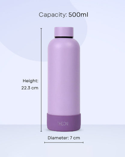 Theoni Stainless Steel Double Walled Insulated Water Bottle-24 Hours Cold & 16 Hours Hot-Playful Purple-500ml