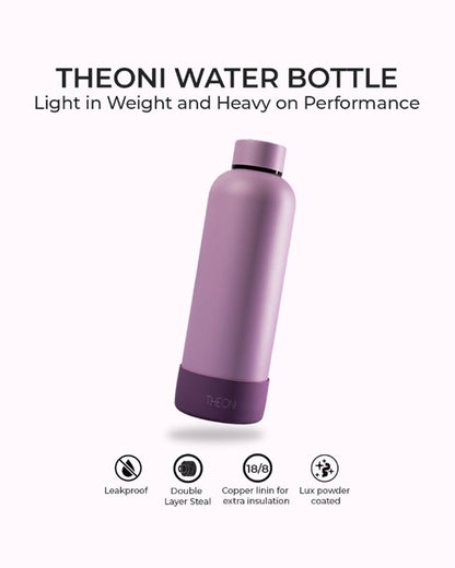 Theoni Stainless Steel Double Walled Insulated Water Bottle-24 Hours Cold & 16 Hours Hot-Playful Purple-500ml