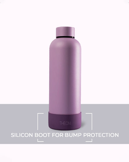 Theoni Stainless Steel Double Walled Insulated Water Bottle-24 Hours Cold & 16 Hours Hot-Playful Purple-500ml