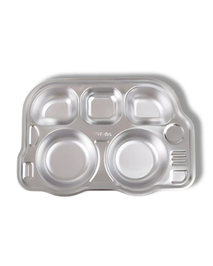 Theoni Stainless Steel Bus Shape Plate-5 Compartments-BPA-Free & Dishwasher Safe-For Feeding