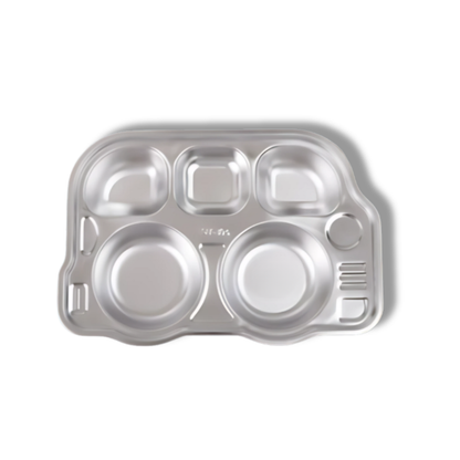 Theoni Stainless Steel Bus Shape Plate-5 Compartments-BPA-Free & Dishwasher Safe-For Feeding