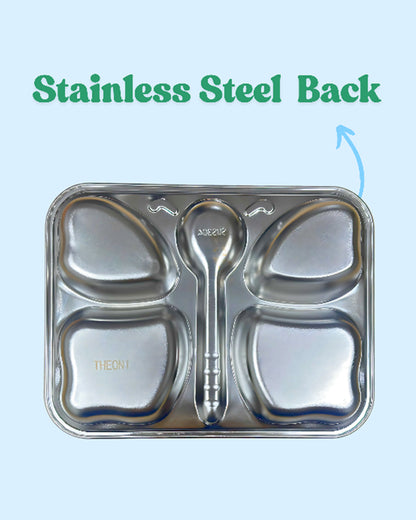 Theoni Stainless Steel Butterfly Shape Plate-4 Compartments-BPA-Free & Dishwasher Safe-For Feeding