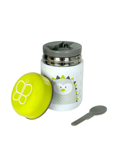 bbluv Thermal Food Container-Leak Proof Double Wall Insulation-With Foldable Spoon-Lime-For Feeding Infants