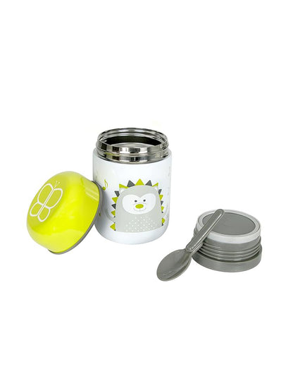 bbluv Thermal Food Container-Leak Proof Double Wall Insulation-With Foldable Spoon-Lime-For Feeding Infants